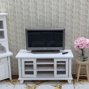 Miniature White Wooden TV Stand
