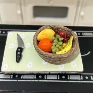 Miniature fruit basket fridge magnet