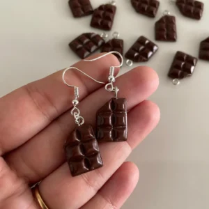 Miniature Chocolate Brick Earrings