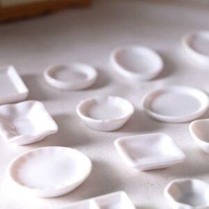 Mini White Plate Dish Miniatures for Doll's House
