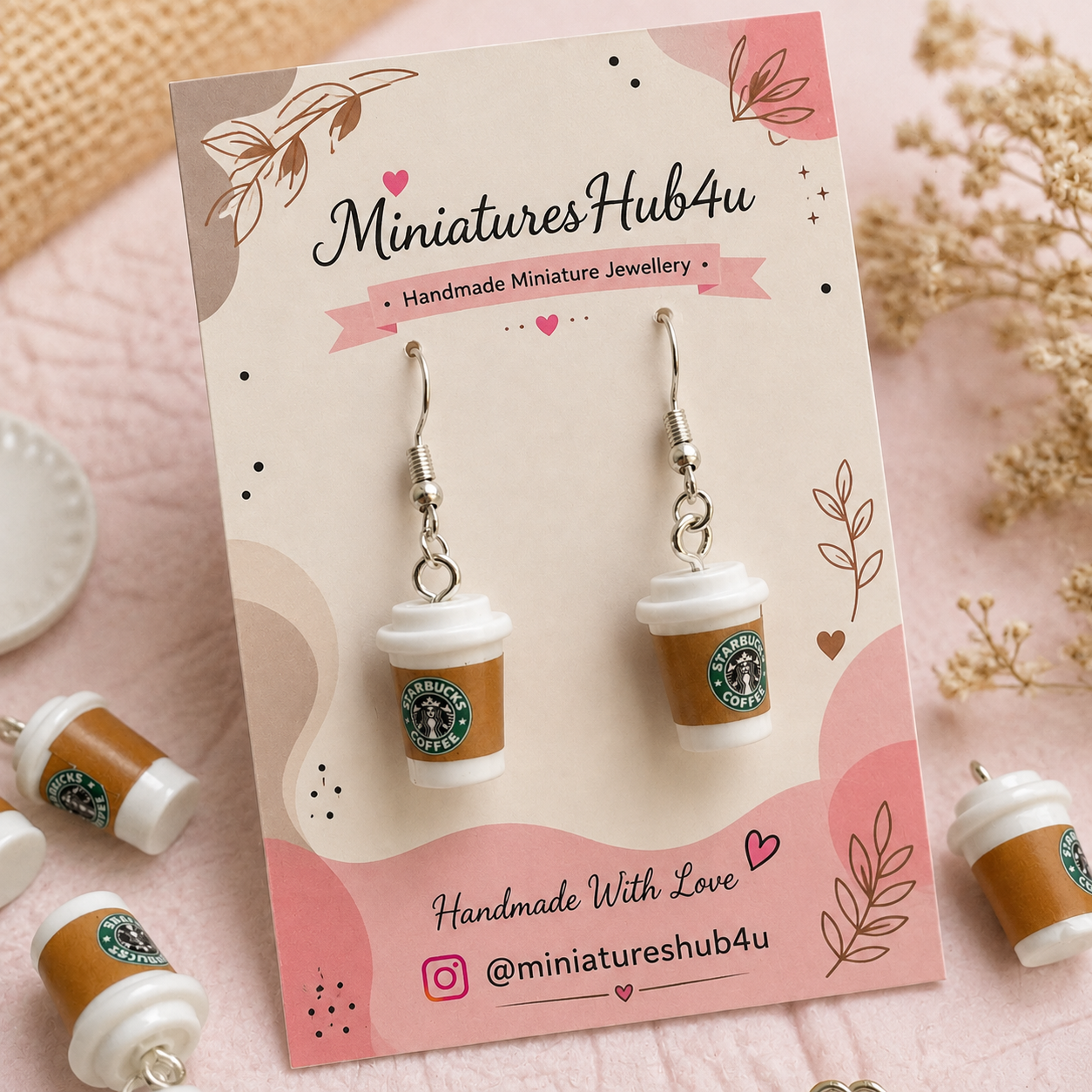 Miniature Starbucks Coffee Earrings