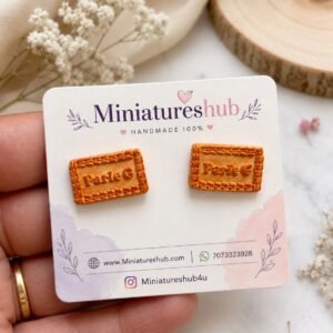 Miniature Parle-G Biscuit Studs Earrings